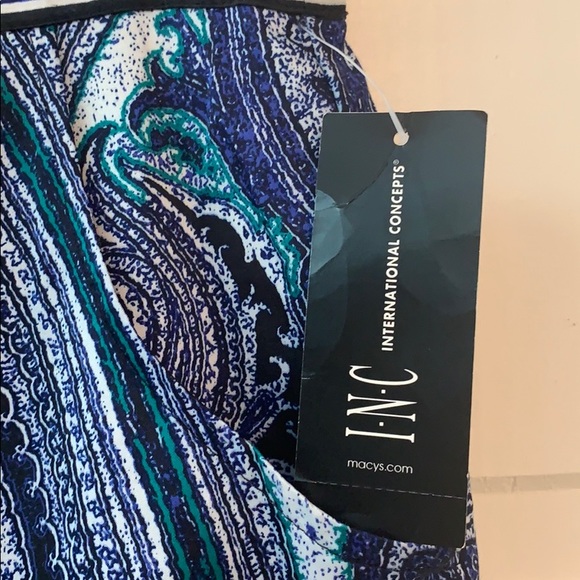 INC International Concepts Short Skirt Blue White Paisley Pockets Women’s Size 6 - Picture 2 of 7